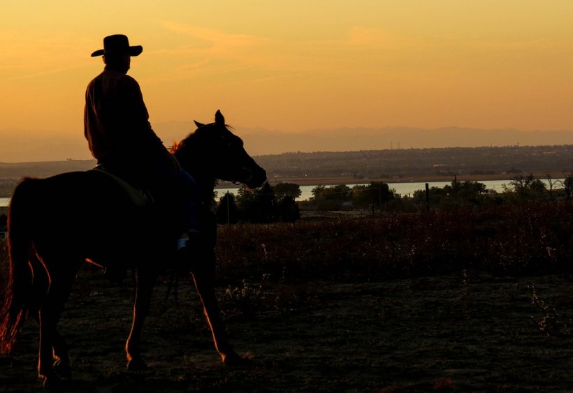 Cowboy al tramonto