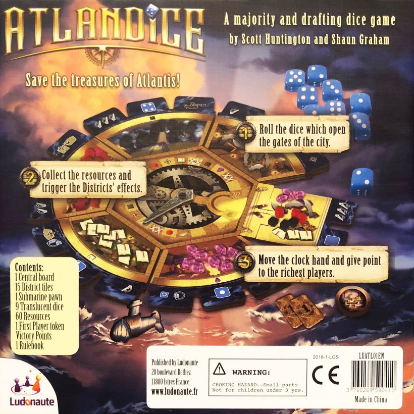 Atlantidice: retro della scatola