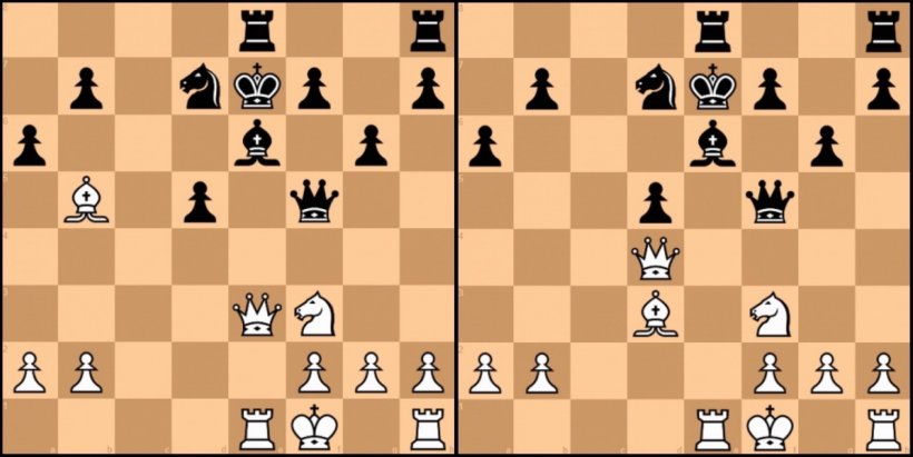 Dalla mossa 18 alla 22: in mezzo ci sono quattro mosse in cui il nero subisce l’attacco del bianco.