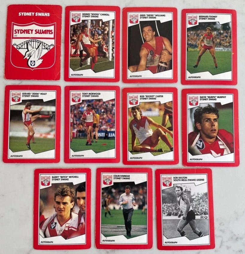 Il set completo della squadra dei Sydney Swans del 1989