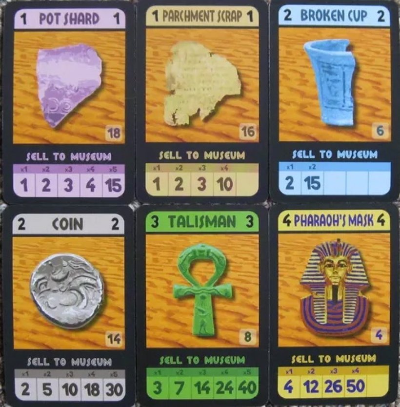Alcune delle carte dell'edizione Z-Man di Archaeology: The Card Game