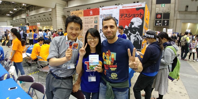Assieme ai ragazzi dello stand dei Taiwanese Boardgame Designers (TBD)