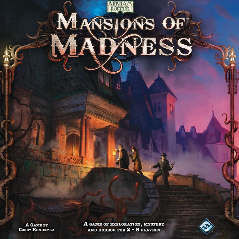 Mansions of Madness: copertina di un gioco da tavolo di mistero, esplorazione ed horror