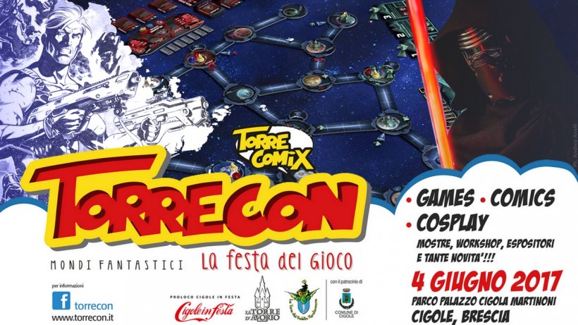 Manifesto Torrecon 2017: il festival del gioco del 4 giugno a Cigole, Brescia