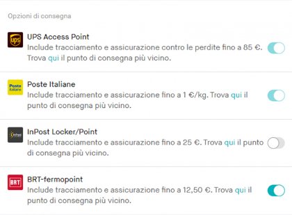 vinted opzioni di consegna